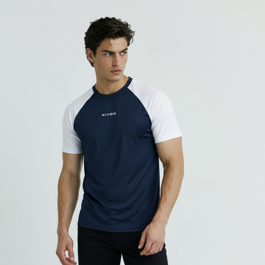 Men's navy blue and white dry fit raglan t-shirt KIVOR Pakistan